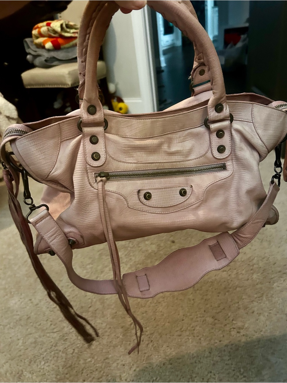 Balenciaga 10th Anniversary City Bag Pink Lizard Embossed Agneau Leather strap - Picture 10 of 10